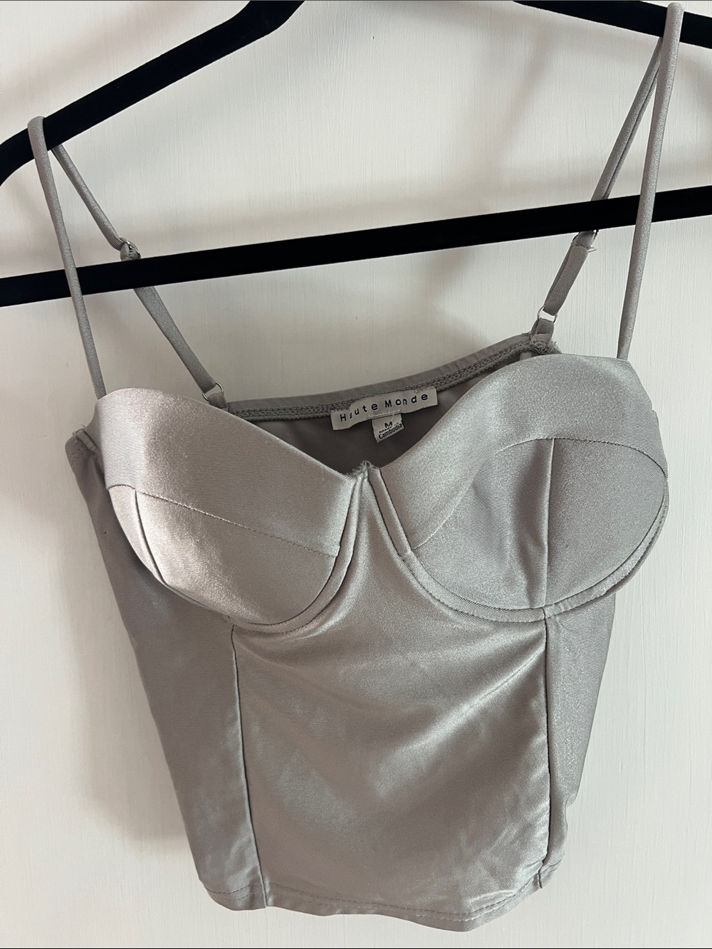 Haute Monde Silver Bustier Corset Top Sz M